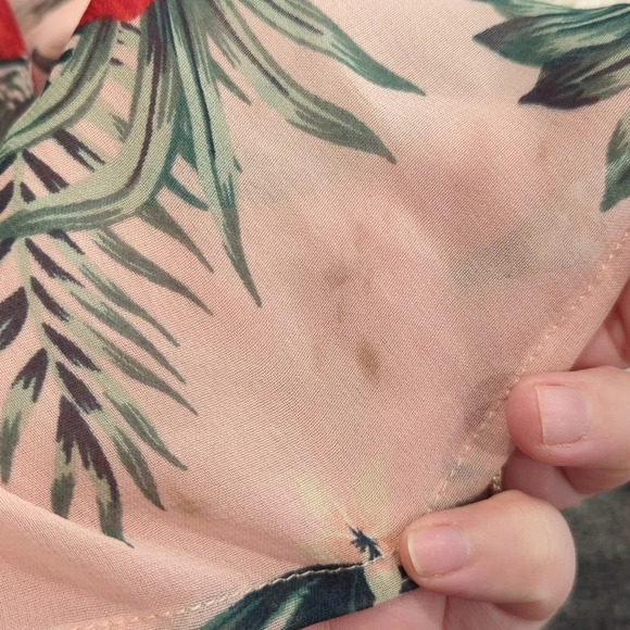 Guess OS Hibiscus Floral Pink & Red Sheer Long Kimono - One Size Cover Up - Picture 5 of 5